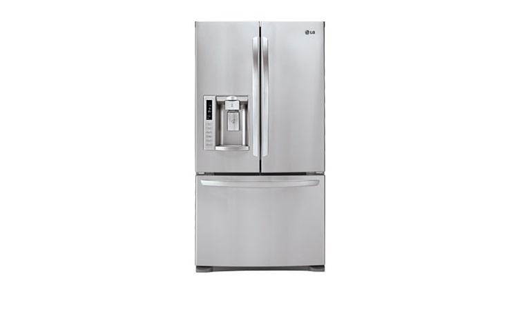 Front view of 36 Inch, 27.6 cu. ft Elegant large-capacity 3 French Door refrigerator LFX28978ST