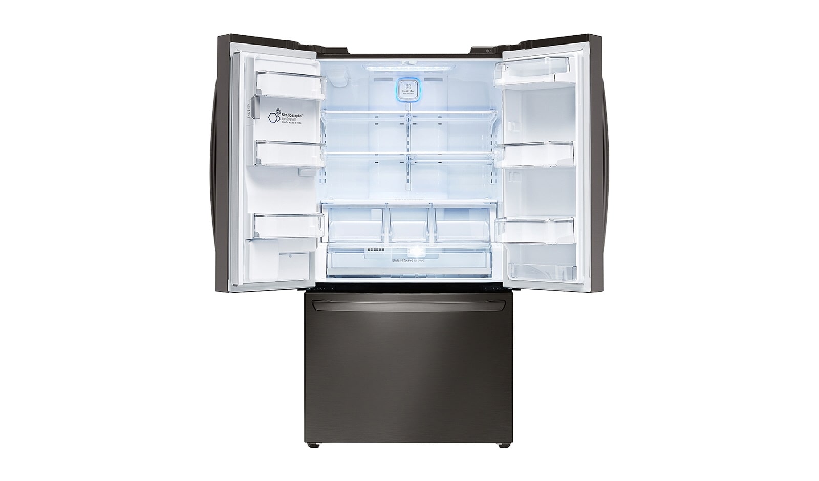 LG 36" Black Stainless Steel Counter Depth French Door Refrigerator, 24 cu.ft., LFXC24726D