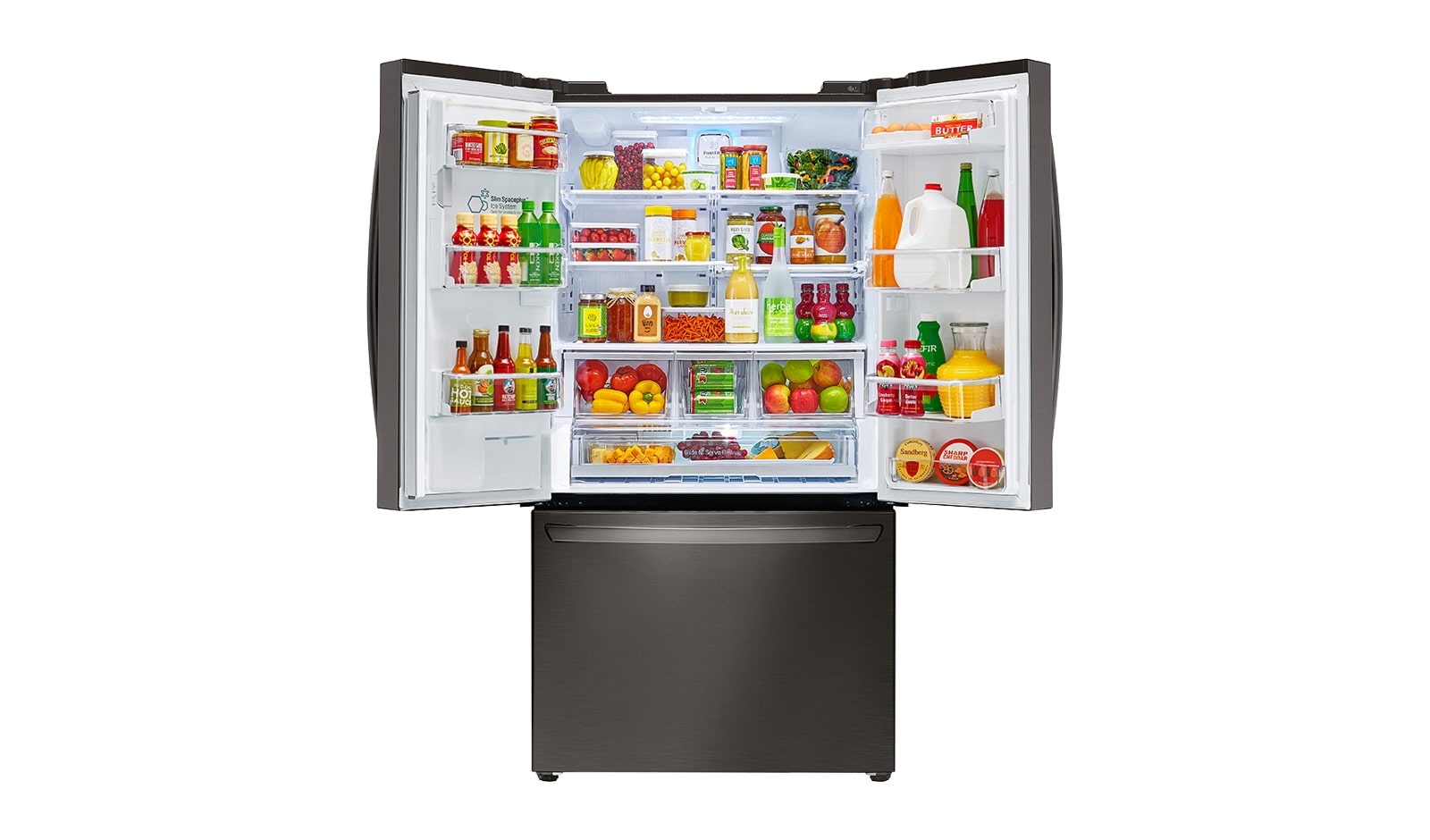 LG 36" Black Stainless Steel Counter Depth French Door Refrigerator, 24 cu.ft., LFXC24726D