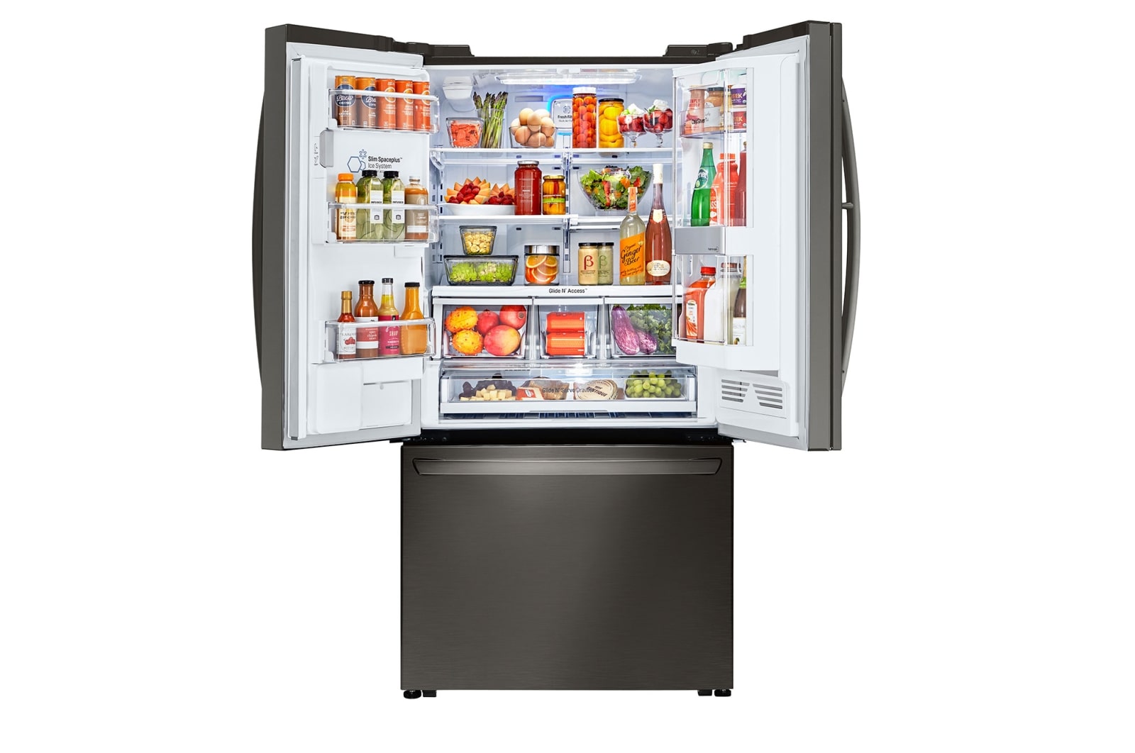 LG 36" Black Stainless Steel Counter Depth French Door Refrigerator with InstaView™ Door-in-Door®, 24 cu.ft. , LFXC24796D
