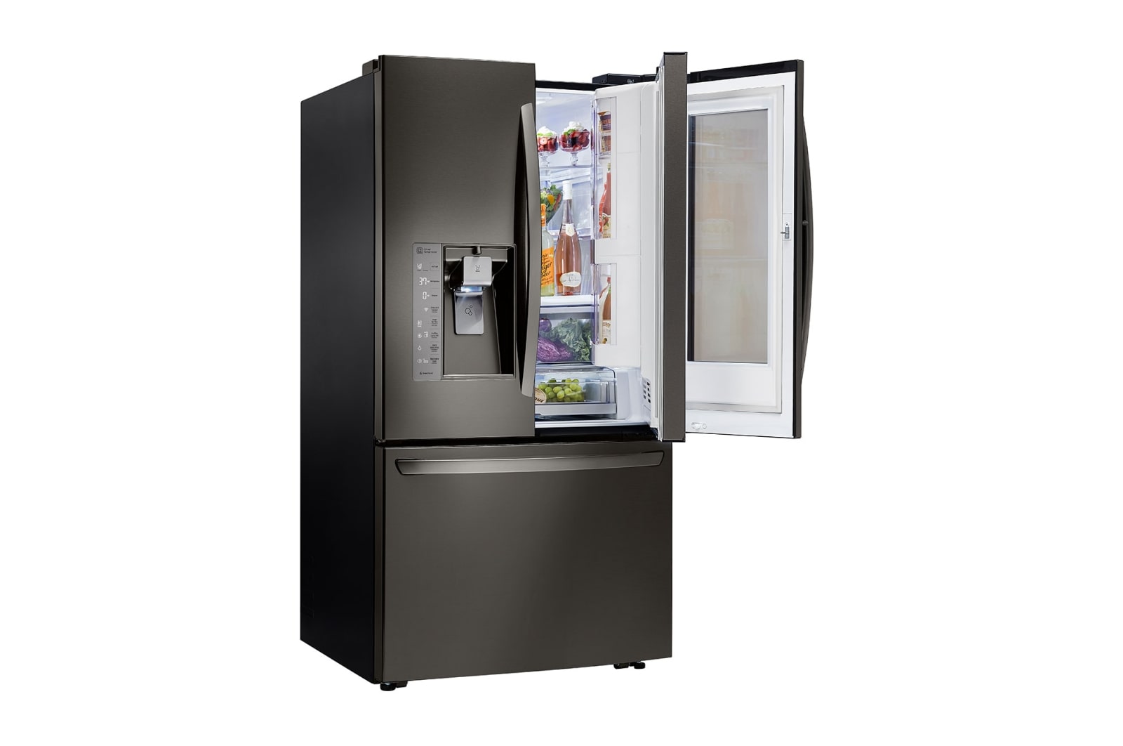 LG 36" Black Stainless Steel Counter Depth French Door Refrigerator with InstaView™ Door-in-Door®, 24 cu.ft. , LFXC24796D