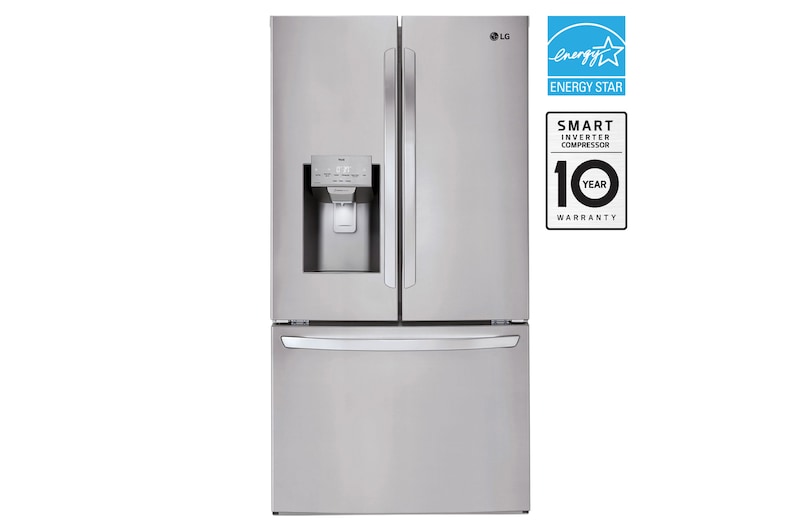 Front view of 36" 28 cu.ft. Standard-Depth French 3-Door Refrigerator | Ice & Water Dispenser | Dual Ice Maker with Craft Ice® LHFS28XBS