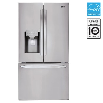 Front view of 36" 28 cu.ft. Standard-Depth French 3-Door Refrigerator | Ice & Water Dispenser | Dual Ice Maker with Craft Ice® LHFS28XBS