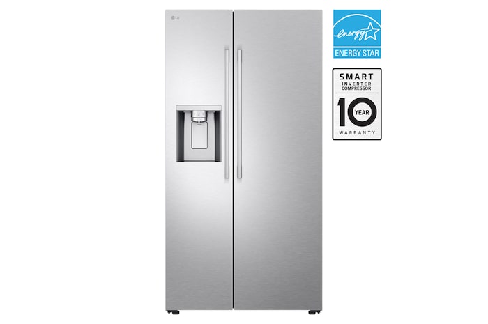 Front view of LG 36" 27 cu. ft. Standard-Depth Side by Side Refrigerator | Ice & Water Dispenser | Dual Ice Maker with Craft Ice®- LL27T3530S