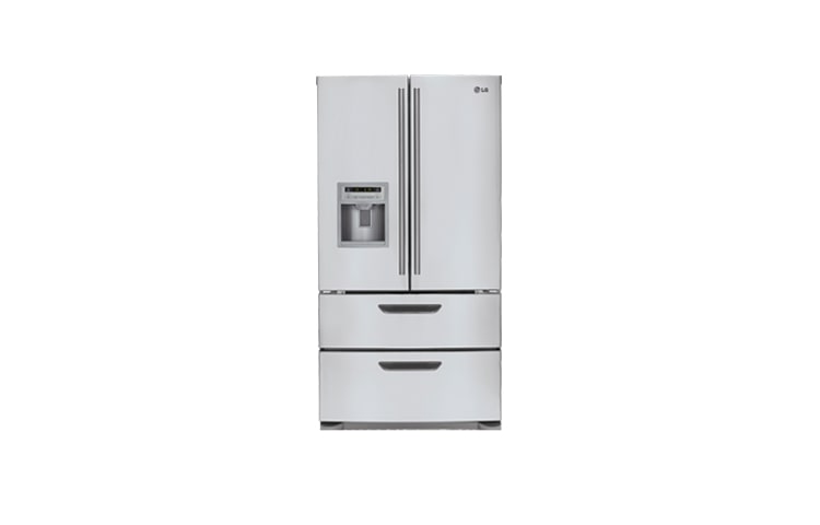 Front view of 36 Inch, 24.7 cu.ft. 4-door French Door Refrigerator with Ice and Water Dispenser LMX25964ST