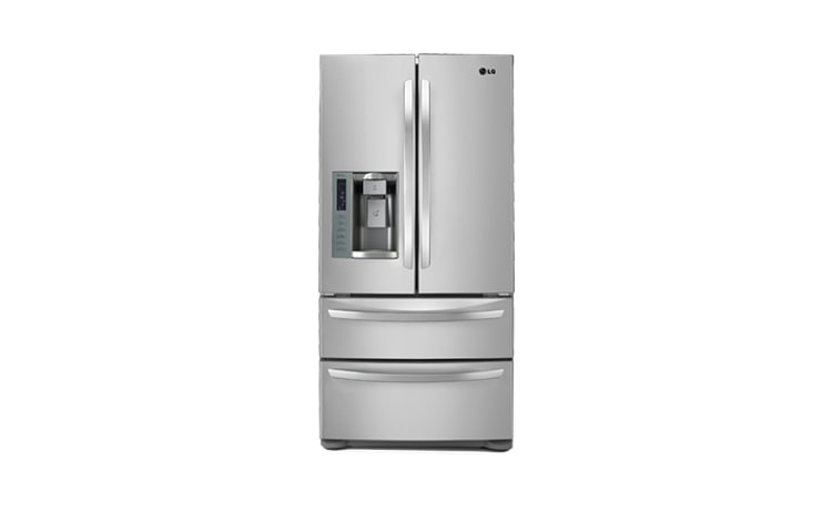 Front view of 33 Inch, 24.7 cu.ft. 4-door French Door Refrigerator with Slim SpacePlus™ Ice System and Tall Ice &amp; Water Dispenser LMX25988ST