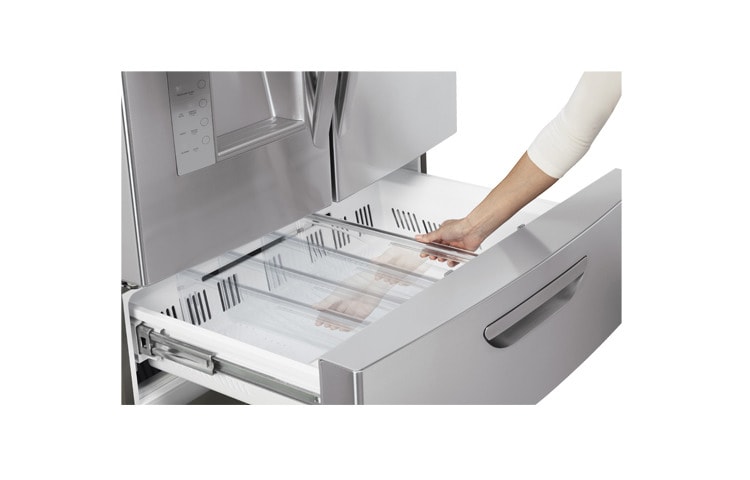LG 36 Inch, 30.5 cu.ft. Super-Capacity 4-door French Door Refrigerator with Double Freezer Drawers, LMX31985ST