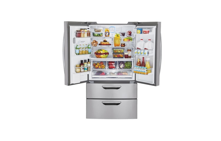 LG 36 Inch, 30.5 cu.ft. Super-Capacity 4-door French Door Refrigerator with Double Freezer Drawers, LMX31985ST