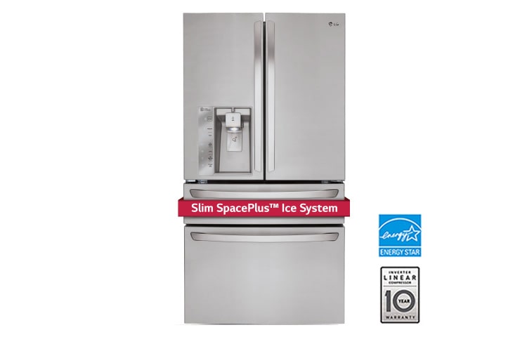 Front view of 36&#34; 4 Door Counter Depth French Door Refrigerator with Slim SpacePlus™ Ice System, 23 cu.ft. LMXC23746S