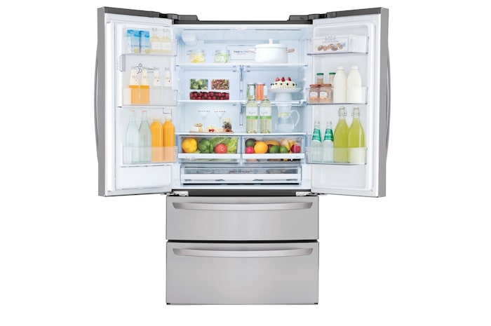 LG 36" 28 cu.ft. Standard-Depth French 4-Door Refrigerator | Ice & Water Dispenser | Dual Ice Maker, LMXS28626S