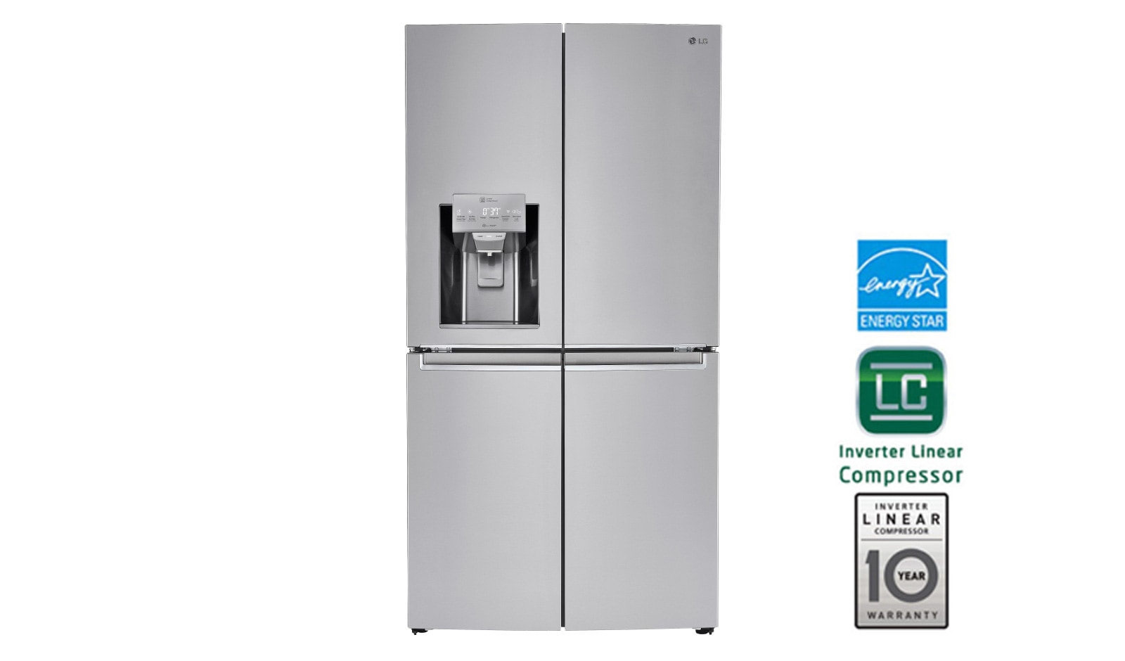 Front view of 36&#34; French Door Counter-Depth Refrigerator, 23 cu.ft. LNXC23726S