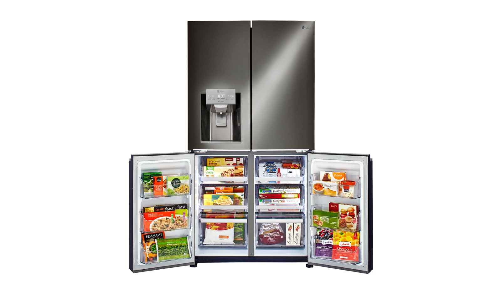 LG 36" Black Stainless Steel 4-Door French Door Refrigerator with Door-in-Door®, 30 cu.ft., LNXS30866D