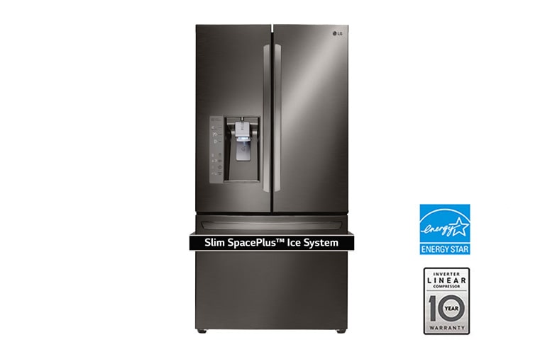 Front view of 36&#34; Black Stainless Steel French Door Refrigerator with Door-in-Door®, 30 cu.ft. LPXS30866D