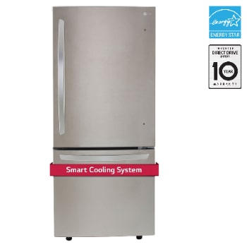 Front view of LG 30" 22 cu.ft. Standard-Depth Bottom Freezer Refrigerator - LRDNS2200S