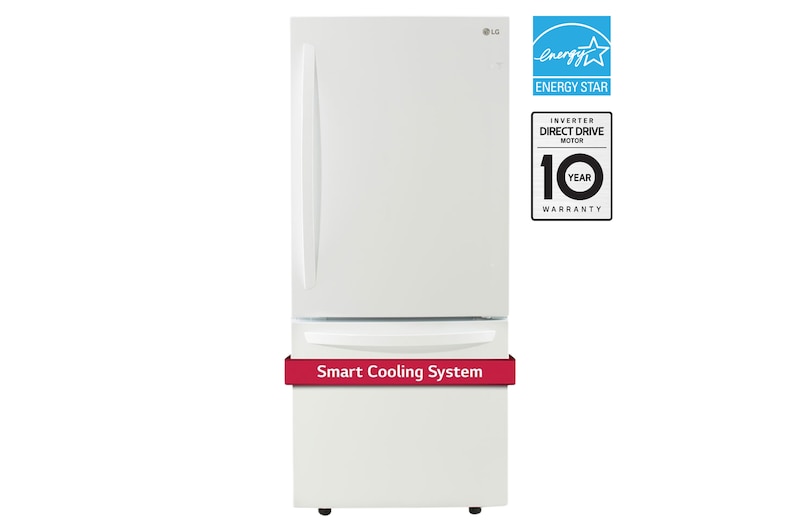 Front view of 30" 22 cu. ft. Standard-Depth Bottom Freezer Refrigerator LRDNS2200W