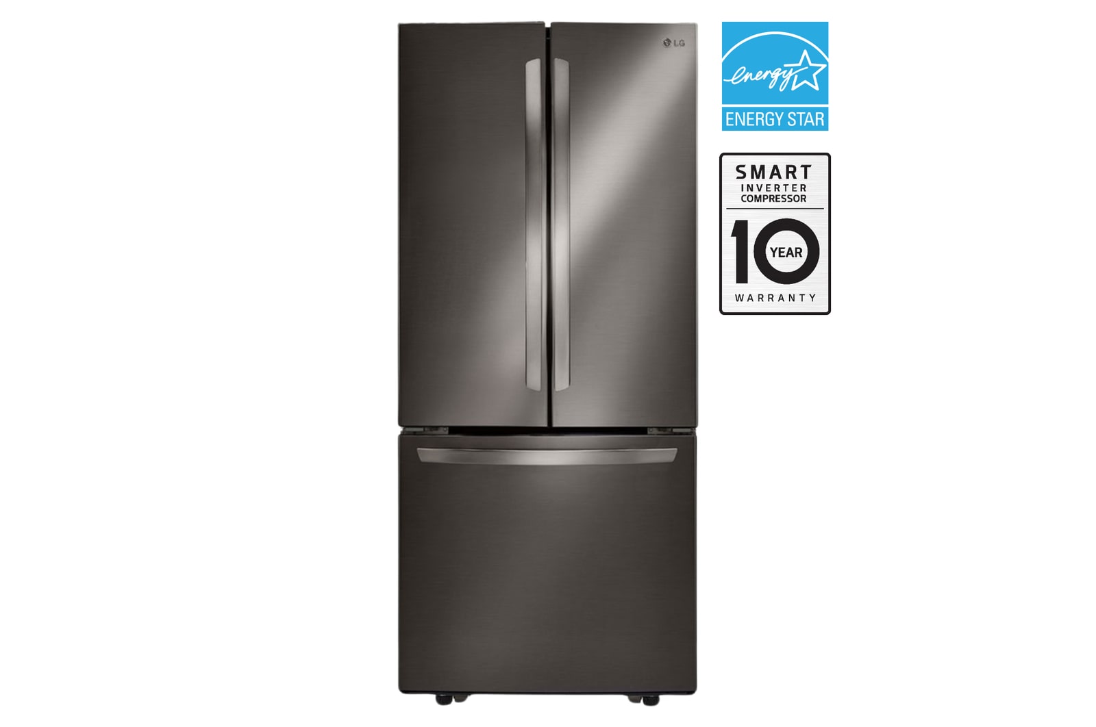 Front view of 30" 22 cu. ft. Standard-Depth French 3-Door Refrigerator LRFNS2200D
