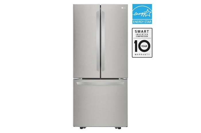Front view of LG 30" 22 cu.ft. Standard-Depth French 3-Door Refrigerator - LRFNS2200S