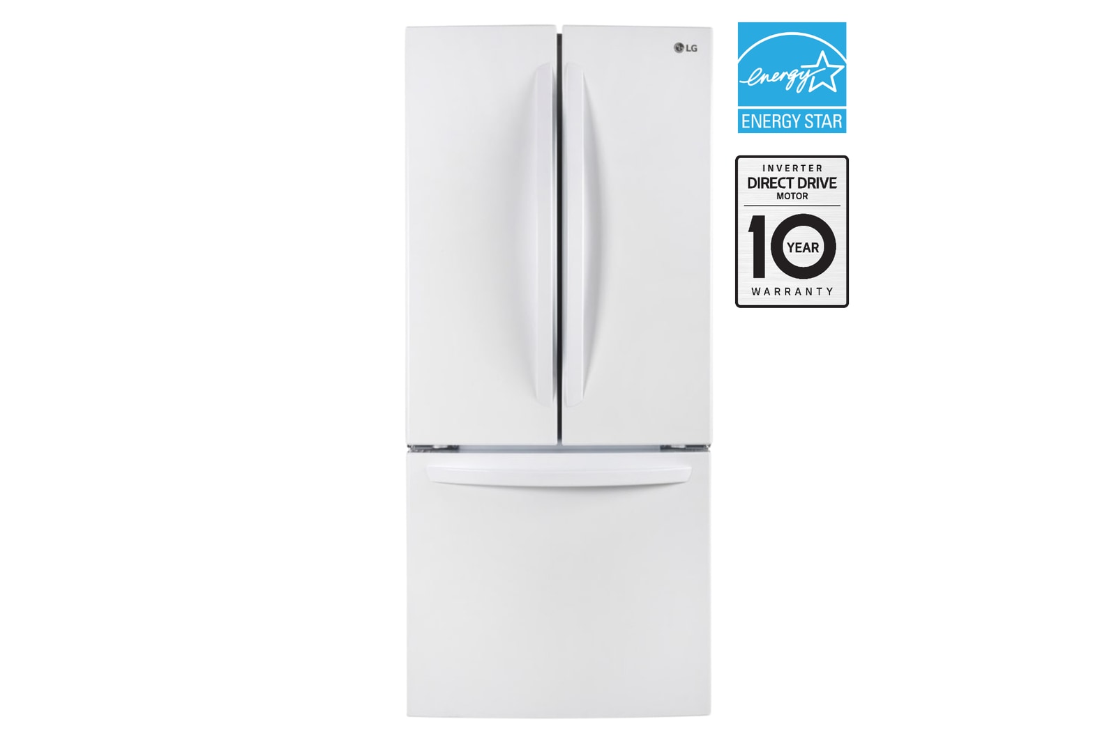 Front view of 30" 22 cu. ft. Standard-Depth French 3-Door Refrigerator LRFNS2200W