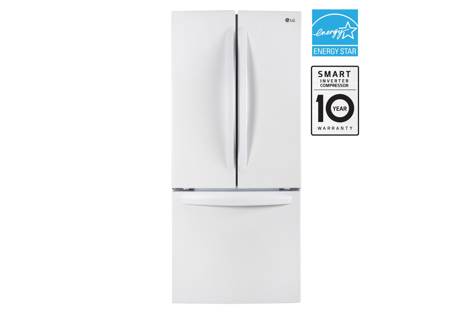 Front view of 30" 22 cu. ft. Standard-Depth French 3-Door Refrigerator LRFNS2200W