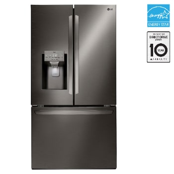 Front view of 36" 28 cu. ft. Standard-Depth French 3-Door Refrigerator | Ice & Water Dispenser LRFS28XBD
