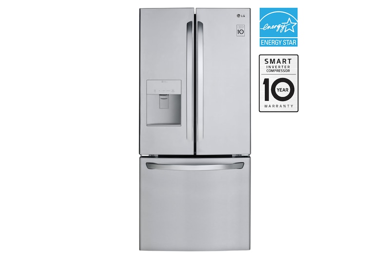 Front view of 30" 22 cu. ft. Standard-Depth French 3-Door Refrigerator | External Water Dispenser | Ice Maker LRFWS2200S