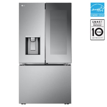 Front view of 36" 26 cu. ft. Mirror InstaView® Door-in-Door® Counter-Depth MAX® French 3-Door | Ice & Water Dispenser | 4 Types of Ice with Craft Ice® LRYKC2606S