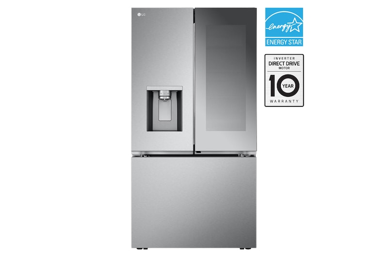 Front view of 36" 31 cu.ft. Mirror InstaView® Door-in-Door® Standard-Depth MAX® French 3-Door | Ice & Water Dispenser | 4 Types of Ice with Craft Ice® LRYKS3106S