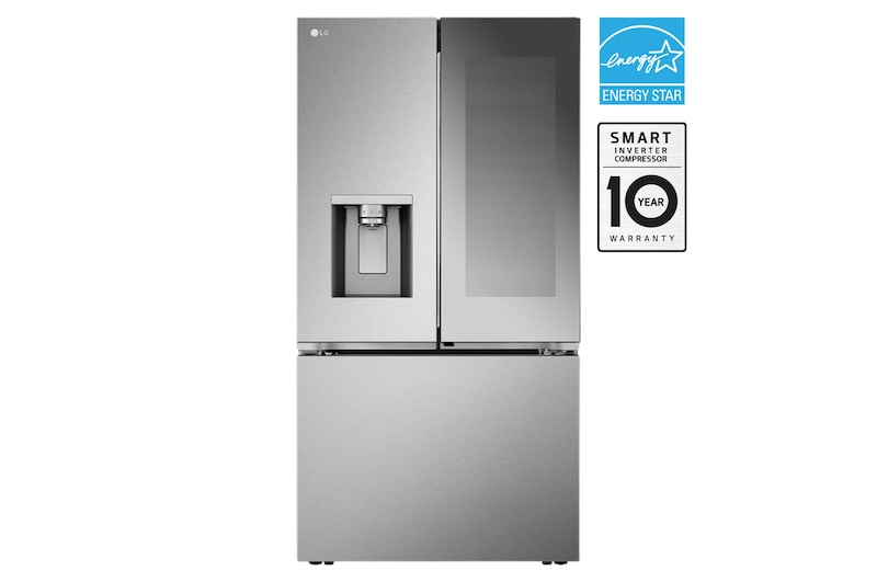 Front view of 36" 31 cu. ft. Mirror InstaView® Door-in-Door® Standard-Depth MAX® French 3-Door | Ice & Water Dispenser | 4 Types of Ice with Craft Ice® LRYKS3106S