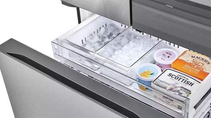 It provides two types of ice and can be stored