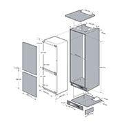 LG 22", Panel-Ready Counter Depth Combi 2 Door Bottom Freezer, 9 cu.ft. , LSBNC1021P