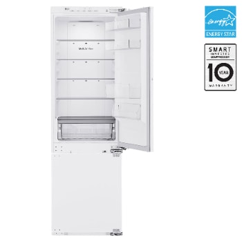Front view of 22" 9 cu. ft. LG STUDIO Counter-Depth Panel Ready Bottom Freezer Refrigerator LSBNC1021P