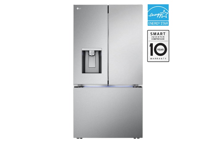 Front view of LG 36" 26 cu. ft. Counter-Depth MAX® French 3-Door Refrigerator | Ice & Water Dispenser | 4 Types of Ice with Craft Ice® - LRYXC2606S