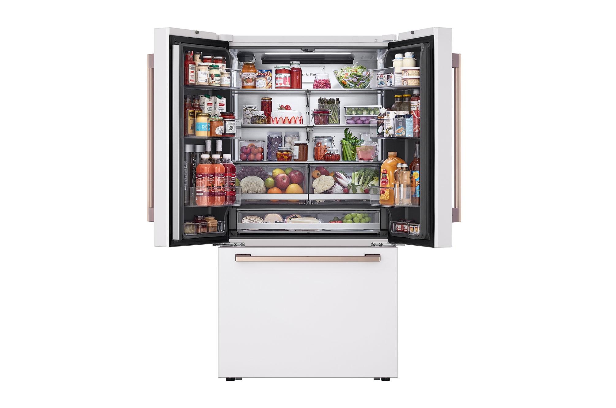 LG Studio 27 cu. ft. Smart Counter Depth 3-Door French Door Refrigerator in Essence White with Water and Ice SRFB27W3 on Fridge.com
