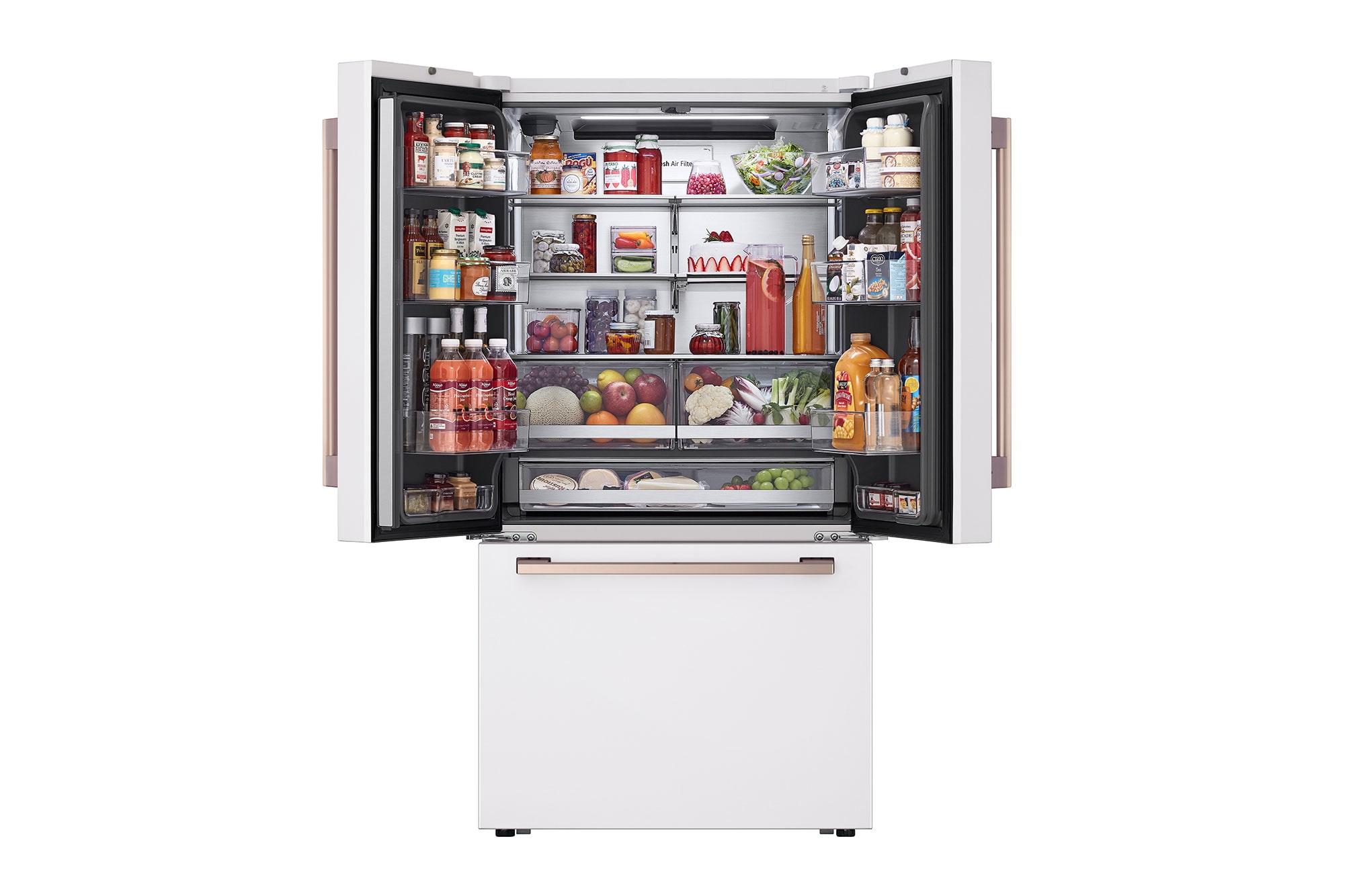 LG Studio 27 cu. ft. Smart Counter Depth 3-Door French Door Refrigerator in Essence White with Water and Ice SRFB27W3 on Fridge.com