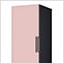  image is divided by 2 parts. 1/3 right part shows detailed view of the product focused on colour and material. 2/3 left part shows the product is placed at the suitable space. the product is Freezer Glass Pink.