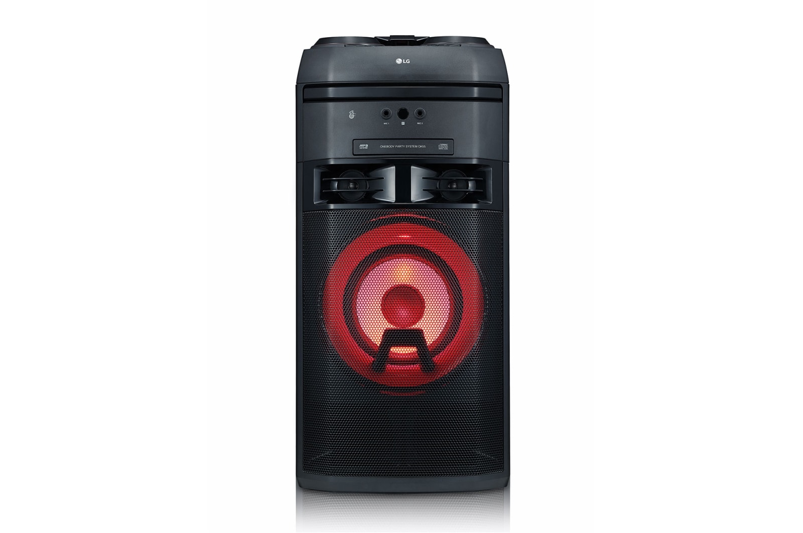 Front view of LG XBOOM OK55 500W Entertainment System w/ Karaoke &amp; DJ Effects  OK55