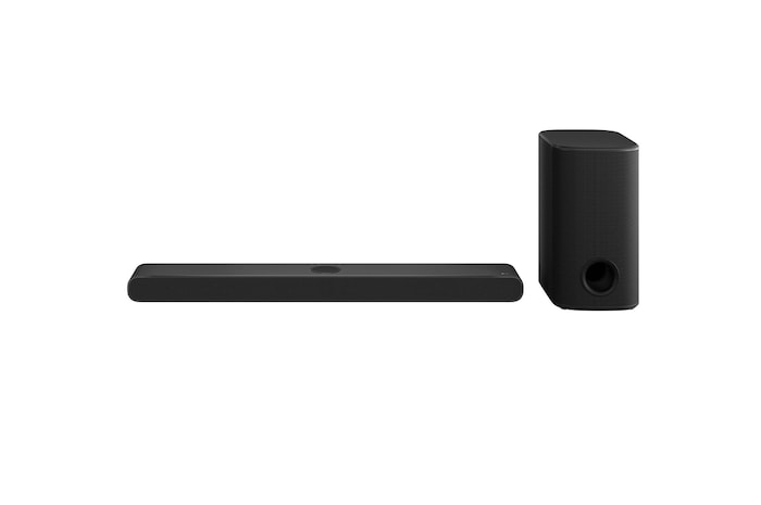 Front view of the soundbar and subwoofer