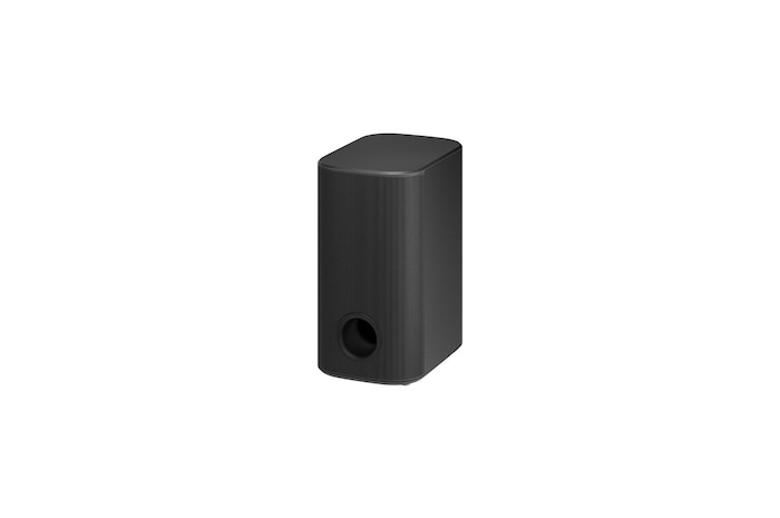 Diagonal view of the subwoofer with left side forward