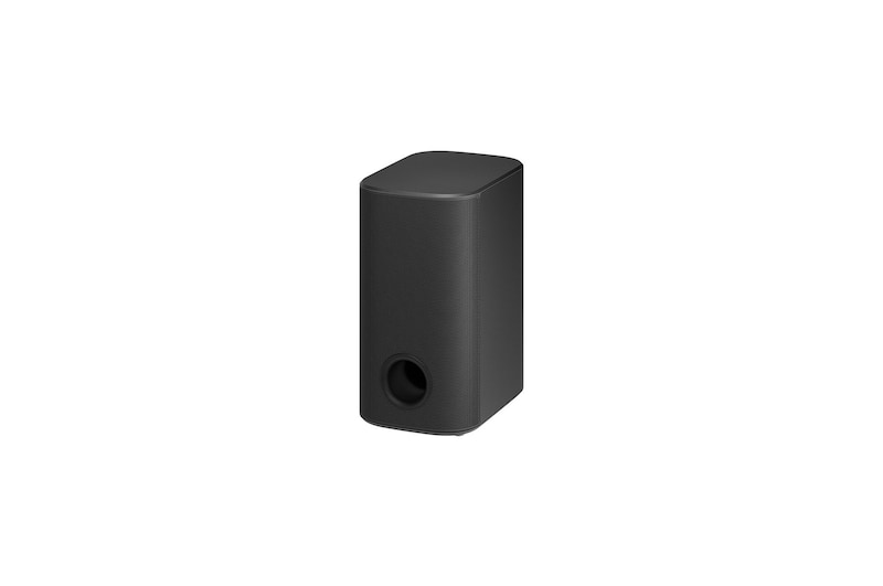 Diagonal view of the subwoofer with left side forward