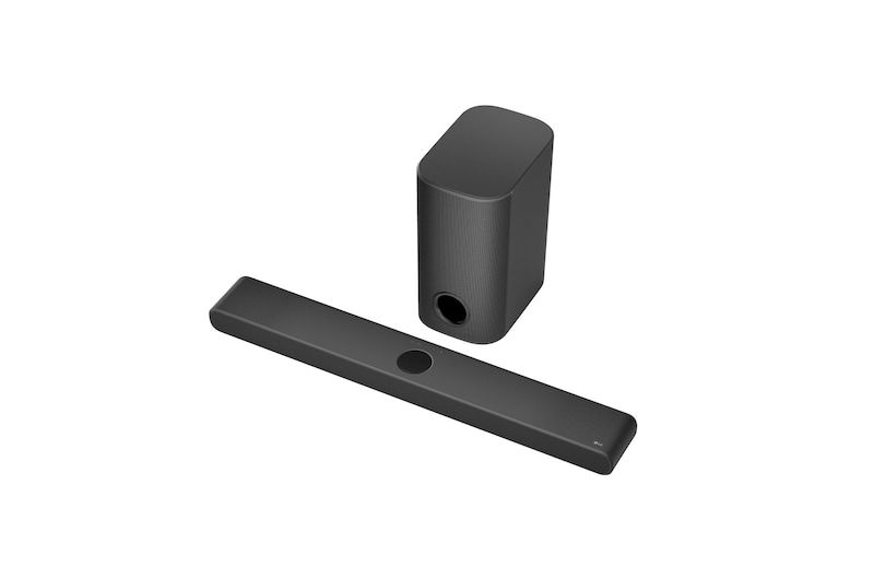 45 degree diagonal top view of the soundbar and subwoofer