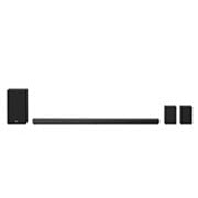 Front view of LG SN11RG 7.1.4 ch 770W Dolby Atmos® Sound Bar with Meridian &amp; Surround Speakers SN11RG