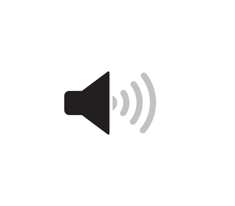 A speakerphone icon is in the center of a white background