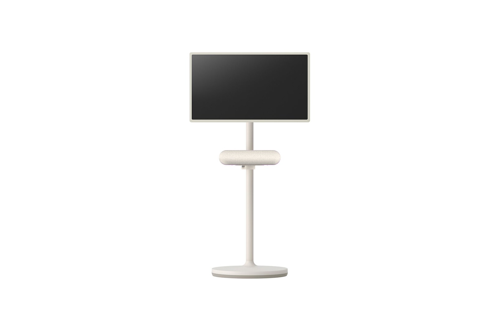 Front view of the speaker attached to LG StandbyME. The screen is set to horizontal mode.