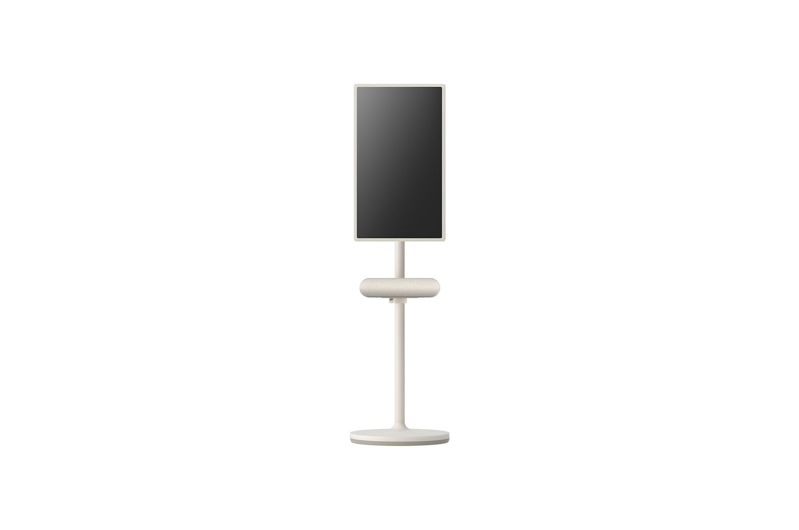 Front view of the speaker attached to LG StandbyME. The screen is set to vertical mode.