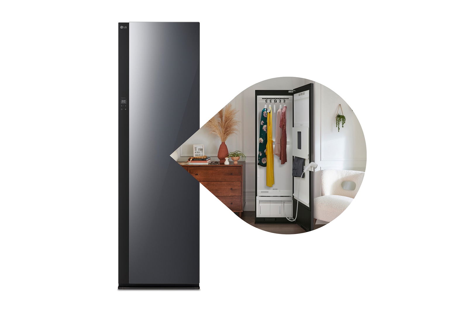 Front view of LG Styler® Steam Closet with TrueSteam®Technology and Dynamic MovingHanger™ SC5GMR80H