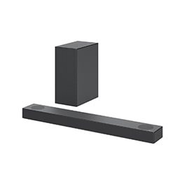 Diagonal view of LG Sound Bar S75Q Sound Bar set.