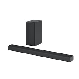 Diagonal view of LG Sound Bar S65Q Sound Bar set.