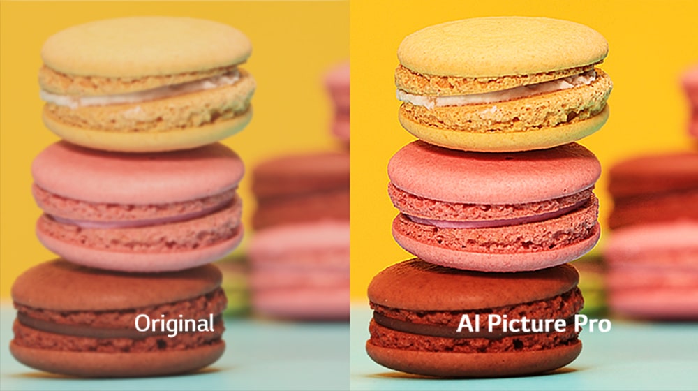 A man stacks macarons. The macarons are highlighted as the foreground and the focus on them becomes sharper.