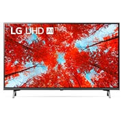 A front view of the LG UHD TV with infill image and product logo on