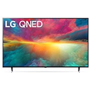 A front view of the LG QNED TV with infill image and product logo on